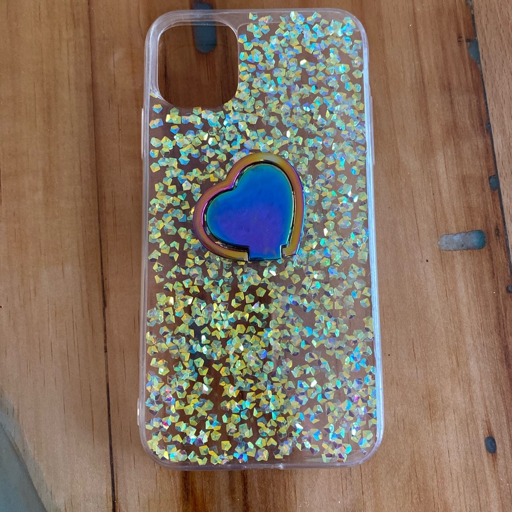 iPhone 11 sparkly case with finger holder